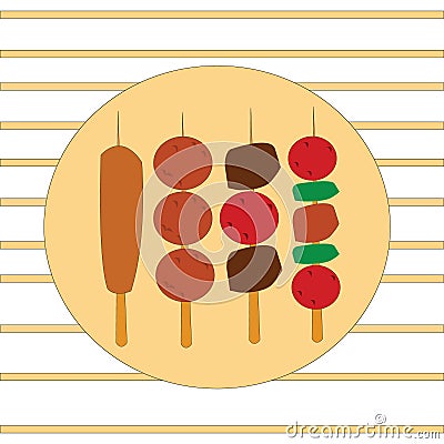 Simple illustration design of traditional japanese food set with local theme Cartoon Illustration