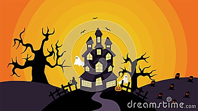 Simple Illustration of Halloween House by Pitripiter Vector Illustration