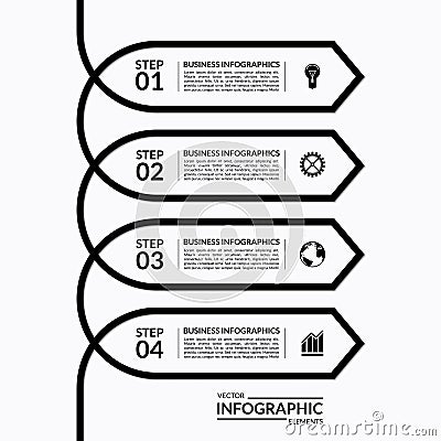 Simple infographic arrow template with 4 options Vector Illustration