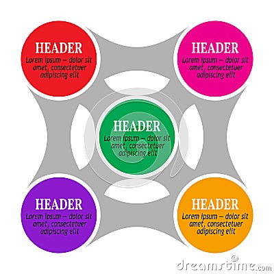 Simple infographics, five parts connected to each other. Vector Illustration