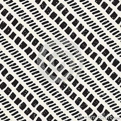 Simple ink geometric pattern. Monochrome black and white strokes background. Hand drawn ink diagonal lines. Vector Illustration