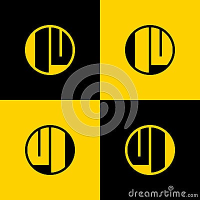 Simple IU and UI Letters Circle Logo Set, suitable for business with IU and UI initials Vector Illustration