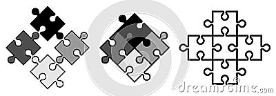 Simple jigsaw puzzle pieces. Vector objects snap to each other, Vector Illustration