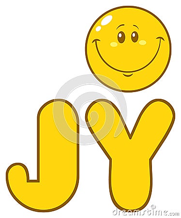 Simple Joy Yellow With Smiley Face Cartoon Character Vector Illustration