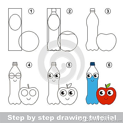 Simple kid educational game. Drawing tutorial. Vector Illustration