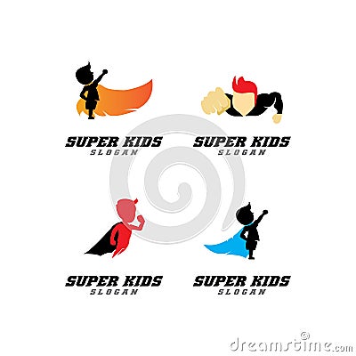 simple kids superhero icon vector logo Stock Photo