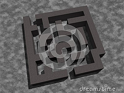 Simple labyrinth maze texture 3d render dark light lights shadow shadows Stock Photo