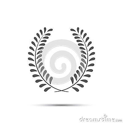 Simple laurel wreath icon, twig with leaves Vector Illustration
