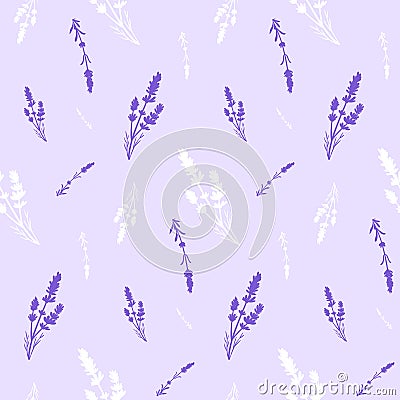 Simple Lavender Flower Vector Seamless Pattern Design Vector Illustration