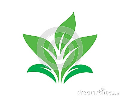 Simple Leaf Plant and Lawncare Symbol Vector Illustration