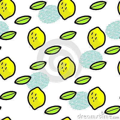 Simple lemons and leaves on white, vector Vector Illustration