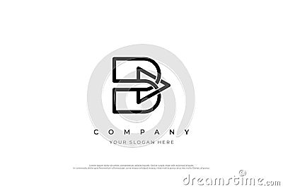 Simple Letter B Arrow Logo Design Vector Illustration