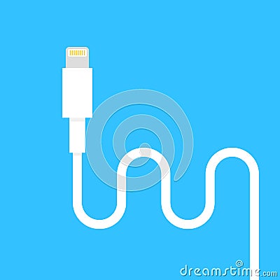 Simple lightning connector with wire Vector Illustration