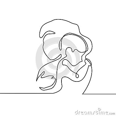 Simple line art of a mother holding her baby Vector Illustration