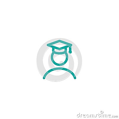 Simple line avatar. human figure with mortar board cap on head Cartoon Illustration