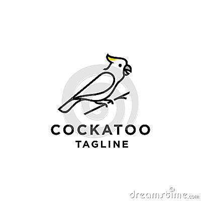 Simple line cockatoo bird logo icon design vector in trendy minimal outline style Vector Illustration