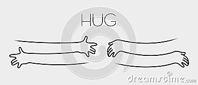 Simple line creating hug drawing. Vector illustration Vector Illustration