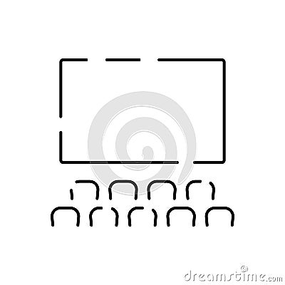 Simple line icon of Cinema Related Vector. Contains such Icons as Movie Theater, TV, Popcorn, Video Clip and more. Entertainment Vector Illustration