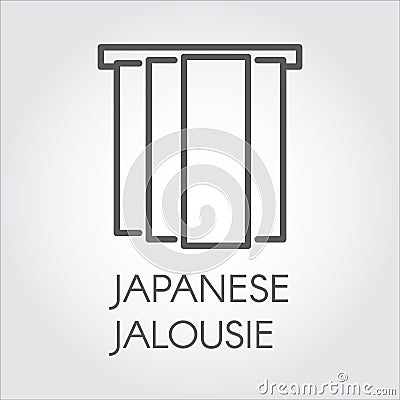 Simple line icon of Japanese jalousie. Logo in outline style. Vector label on a gray background Vector Illustration