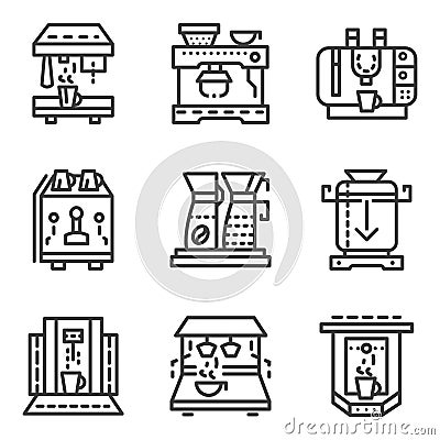 Simple line icons for coffee machines Stock Photo