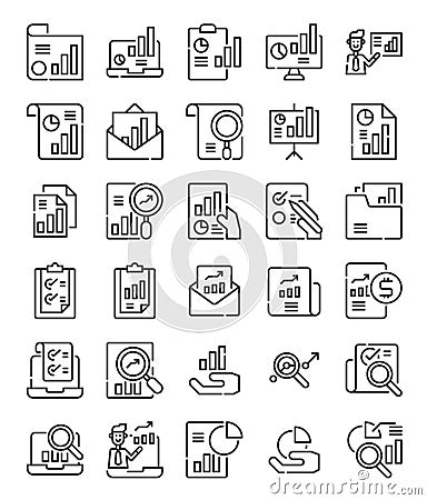 Simple line report analysis document icon Vector Illustration