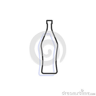 Simple line shape of vermouth bottle. One contour figure of a bottle, the second drink. Outline symbol wine light color. Sign Vector Illustration