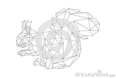 Simple line vector polygone art of squirrel Vector Illustration