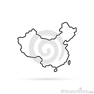 Simple linear china map icon Vector Illustration