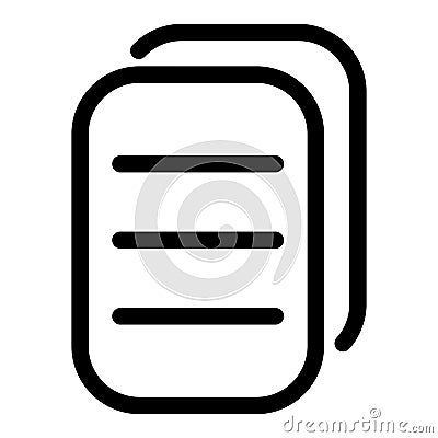 Simple linear copy icon, document information copying data Vector Illustration