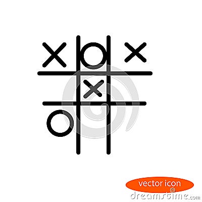 Simple linear image of a child street play crosses - zeros, line icon, flat style Stock Photo