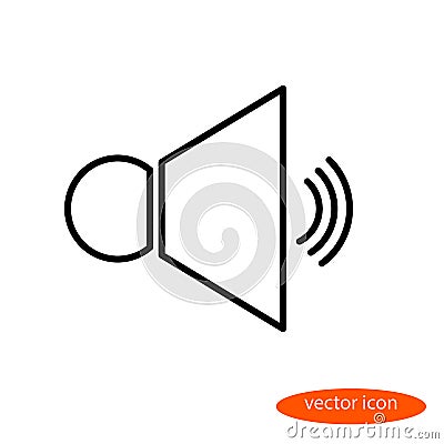 Simple linear image of the loudspeaker, flat line icon Stock Photo