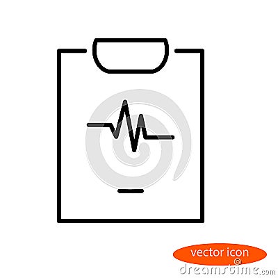 Simple linear image of a sheet with medical cardiogram, a flat line icon for a web site Stock Photo