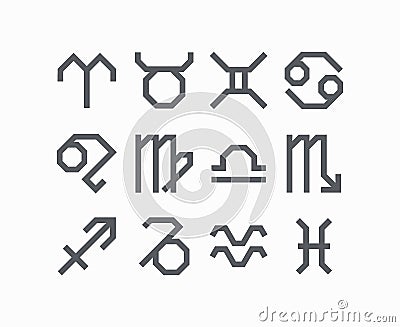 Simple linear zodiacal signs Vector Illustration