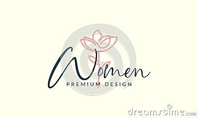 Simple lines flower women feminine logo vector symbol icon illustration design Vector Illustration