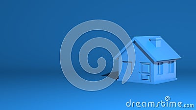 Simple little house, model. One-story village building. Stylish minimal abstract horizontal scene, place for text. Trendy classic Stock Photo