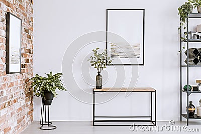 Simple living room with poster Stock Photo