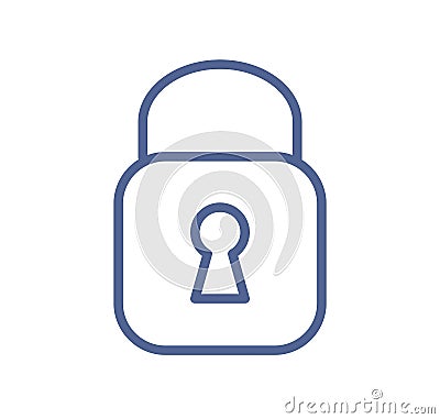 Simple lock icon in line art style. Closed padlock with keyhole. Security, secure code, private safe access or password Vector Illustration