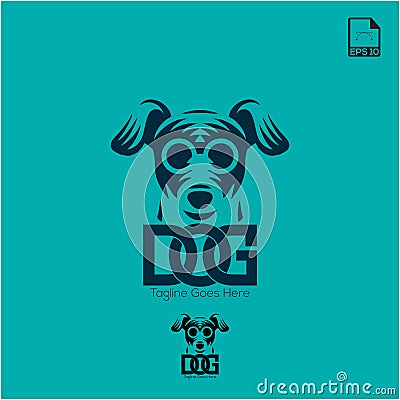 the simple logo concept dog for petshop and animal icon Cartoon Illustration