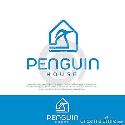Simple logo penguin house vector illustration Vector Illustration