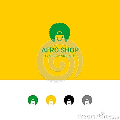 Afro plus shoping bag logo template with eos file Vector Illustration