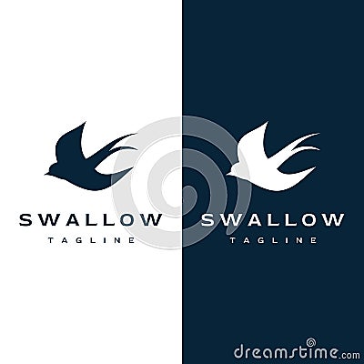 Simple logo template design silhouette of a martin martlet swallow flying hovering Vector Illustration