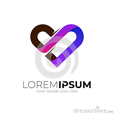 Simple love logo with colorful design charity, line style Vector Illustration