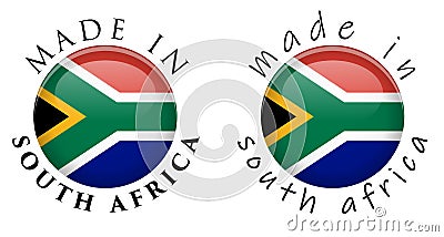 Simple Made in South Africa button sign. Text around circle with Vector Illustration