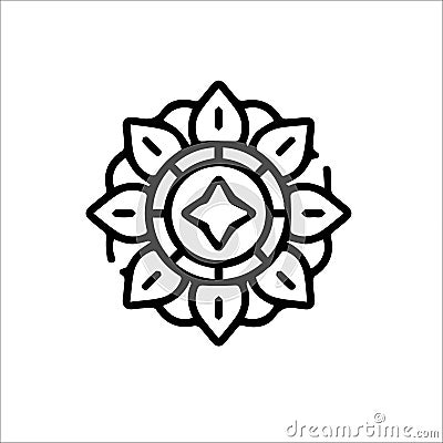 Simple Mandala Shape for Coloring. Vector Mandala. Floral. Flower. Oriental. Book Page. Outline. Vector Illustration