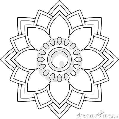 Simple Mandala Zentangle Coloring Book Page Circle Vector Clipart Floral Flower Oriental Oriental Pattern Illustration Indian Medi Stock Photo