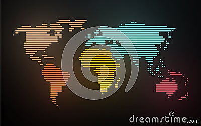 Simple map of the world created lines Vector Illustration