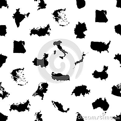 Simple maps of different country seamless pattern Vector Illustration