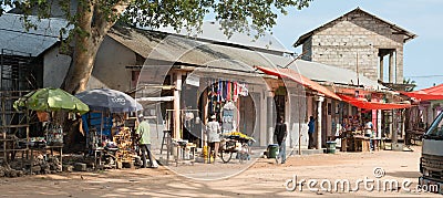 Simple market street in Stone town Editorial Stock Photo