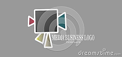 Simple Media Business Logo vector icon. illustration for camera network Vector Illustration