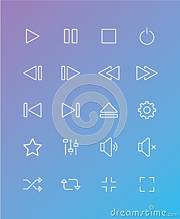 Simple Media Player Icons Set Vector Illustration